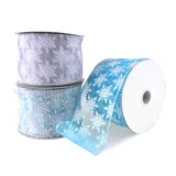 Glittered Snowflakes Sheer Wired Ribbon, 2-1/2-Inch, 10-Yard