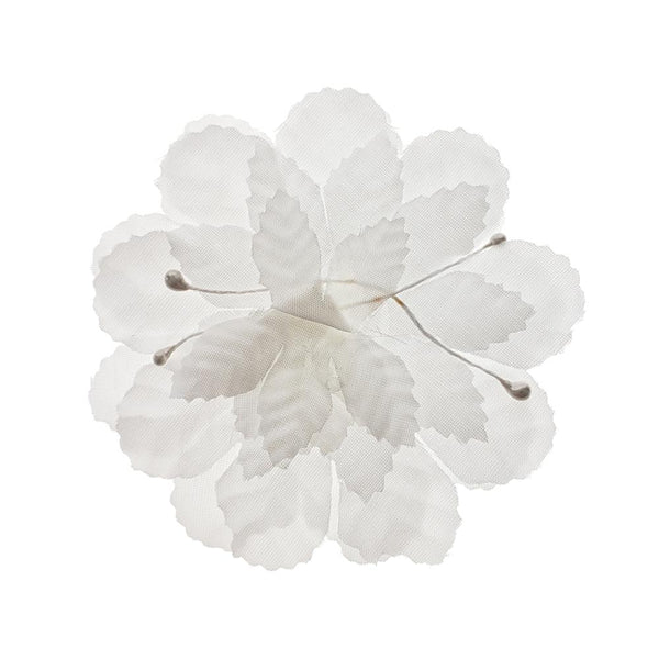 Artificial Silk Flat Carnations, 3-Inch, 12-Piece, White