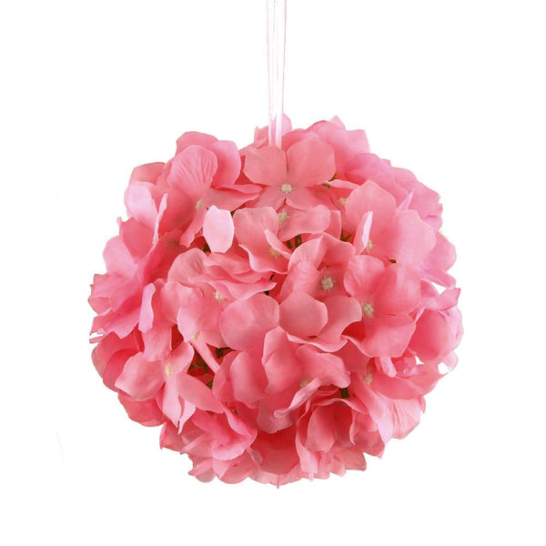 Silk Hydrangea Flower Kissing Balls Centerpiece, 6-Inch, Pink