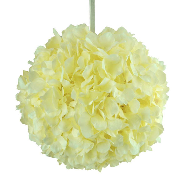 Silk Hydrangea Flower Kissing Balls Centerpiece, 10-Inch, Ivory