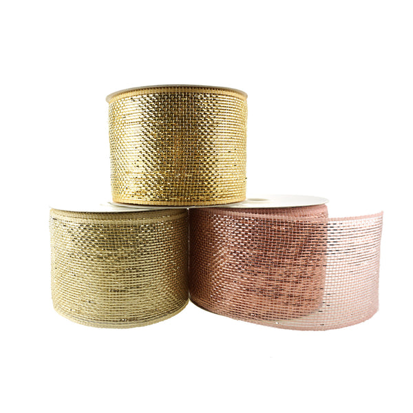 Decorative Metallic Mesh Ribbon, 4-Inch, 25-Yard