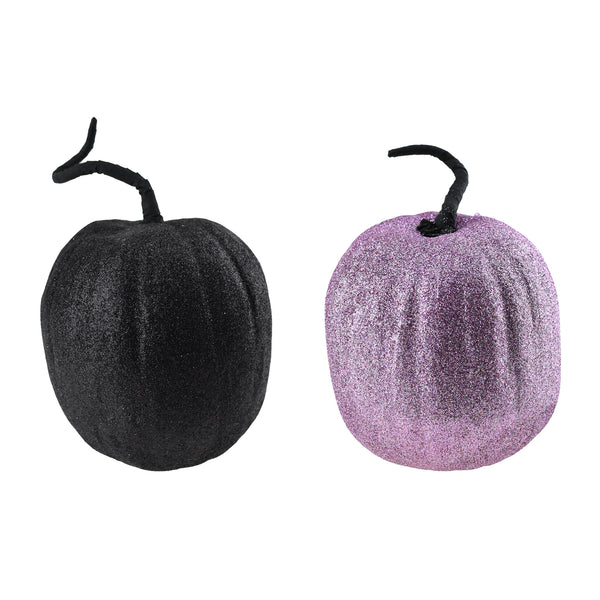 Artificial Glittered Foam Pumpkin Decor, 6-Inch