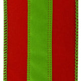 Christmas Velvet Stripe Wired Ribbon, 2-1/2-Inch, 10-Yard - Red/Lime Green