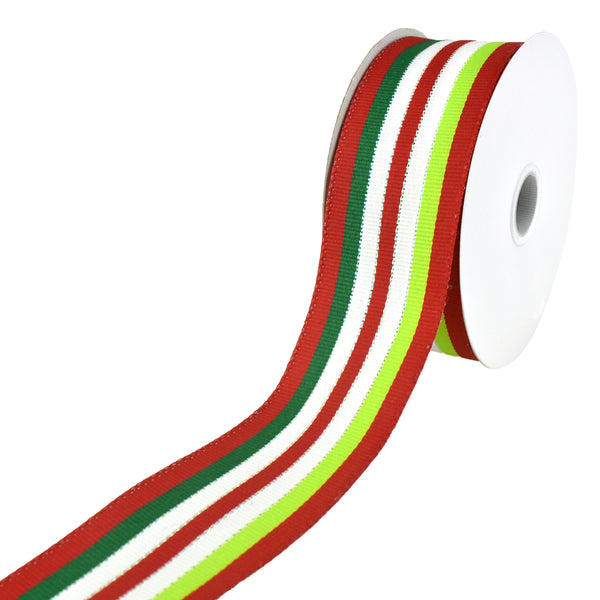 Christmas Iridescent Striped Wired Ribbon, 1-1/2-Inch, 10-Yard