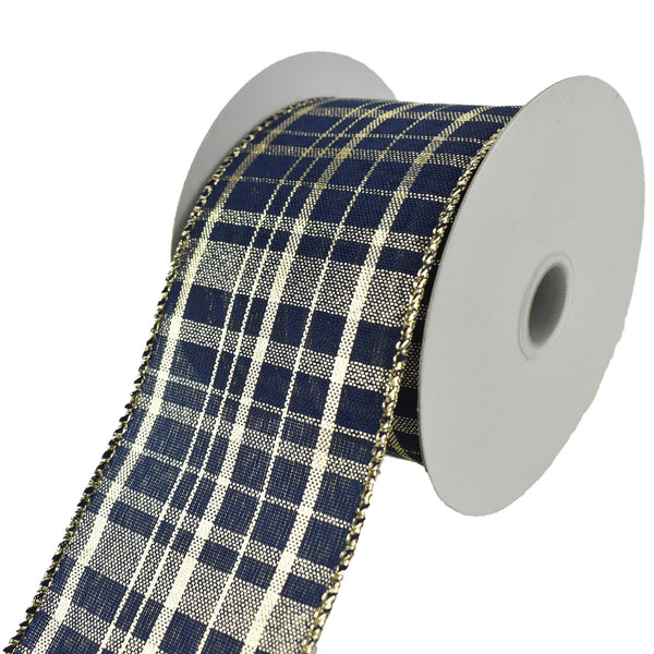 Metallic Gina Plaid Wired Ribbon, 2-1/2-Inch, 10-Yard