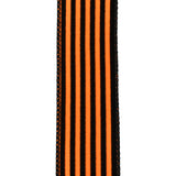 Flocked Halloween Cabana Stripes Wired Ribbon, 1-1/2-Inch, 10-Yard