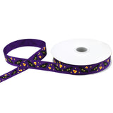 Halloween Candy Corn & Bats Grosgrain Ribbon, 5/8-Inch, 10-Yard - Purple