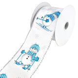 Christmas Skiing Snowmen Wired Ribbon, 2-1/2-Inch, 10-Yard