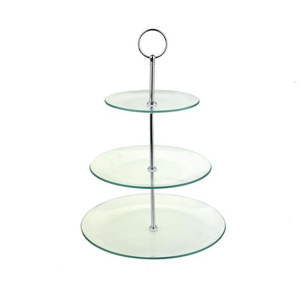 Three Tiered Glass Treat Stand, Clear, 13-1/4-Inch