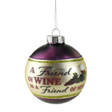 Wine Lovers Christmas Ball Ornaments, 2-3/4-Inch, 3-Piece