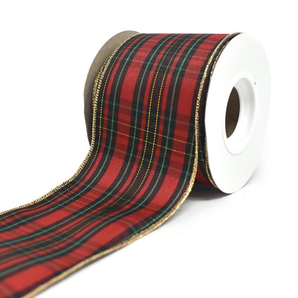 Highland 2 Plaid Wired Edge Christmas Ribbon, 2-1/2-Inch, 10-Yard