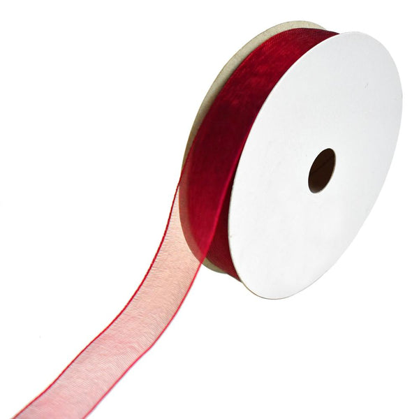 Sheer Nylon Organdy Ribbon, 5/8-Inch, 25-Yard, Rose Red