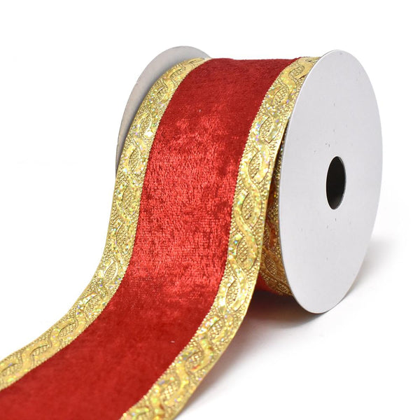 Dazzle Velvet Wired Edge Ribbon, Red, 2-1/2-Inch, 10-Yard