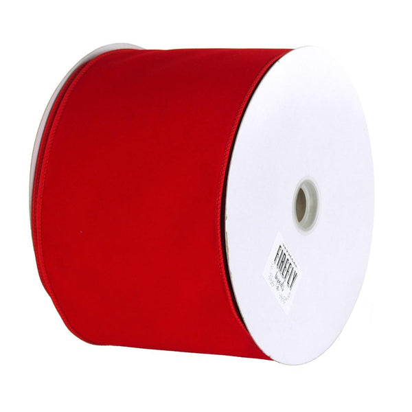 Christmas Velvet Ribbon Wired Edge, 6-Inch, 50 Yards, Red