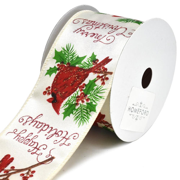 Cardinal Greetings Satin Wired Christmas Ribbon, 2-1/2-Inch, 10-Yard