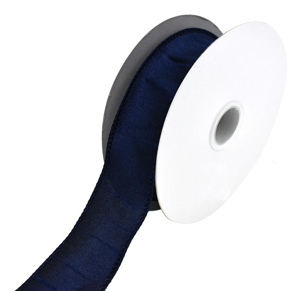 Dupioni Supreme Wired Edge Ribbon, 1-1/2-Inch, 10 Yards, Navy