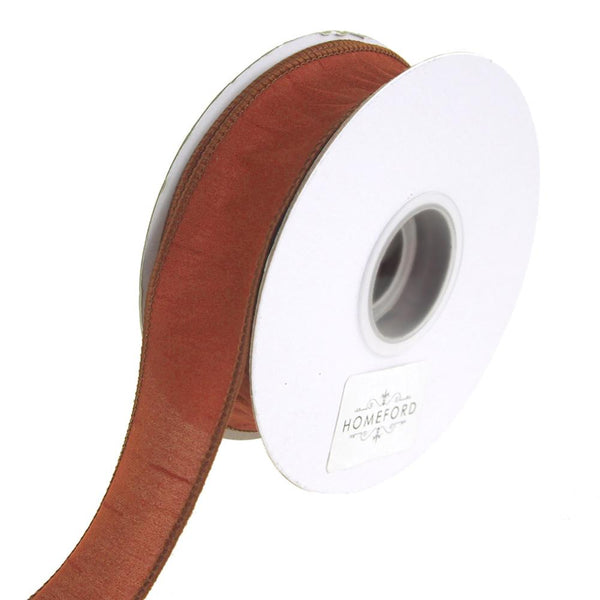 Dupioni Supreme Wired Edge Ribbon, Rust, 1-1/2-Inch, 20 Yards