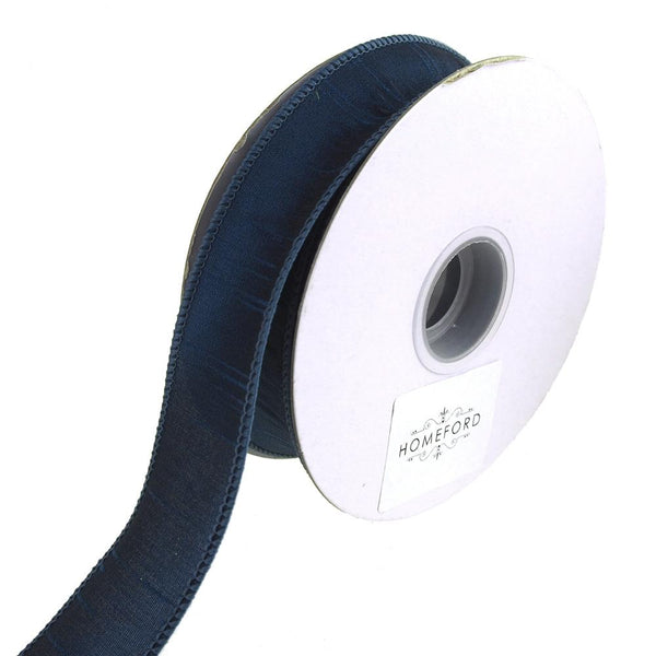 Dupioni Supreme Wired Edge Ribbon, Navy Blue, 1-1/2-Inch, 20 Yards