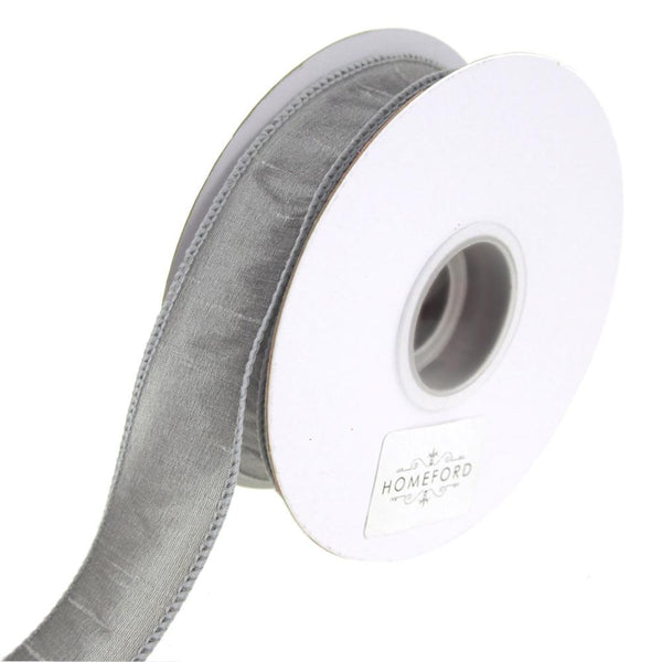 Dupioni Supreme Wired Edge Ribbon, Silver, 1-1/2-Inch, 20 Yards