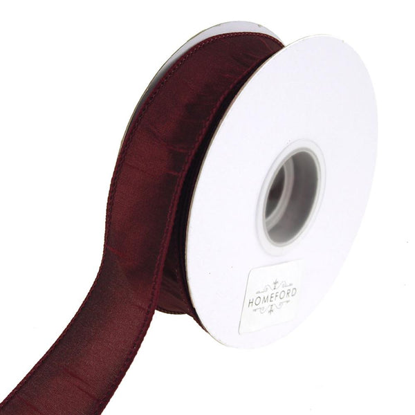 Dupioni Supreme Wired Edge Ribbon, Burgundy, 1-1/2-Inch, 20 Yards