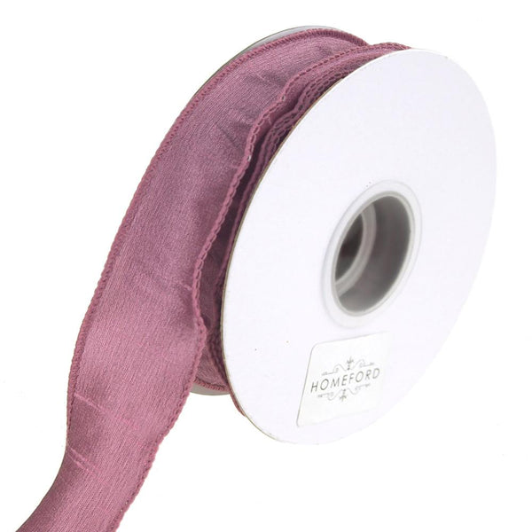 Dupioni Supreme Wired Edge Ribbon, Rosy Mauve, 1-1/2-Inch, 20 Yards