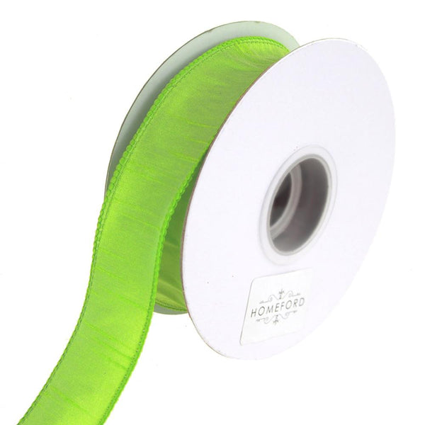 Dupioni Supreme Wired Edge Ribbon, Lime, 1-1/2-Inch, 20 Yards