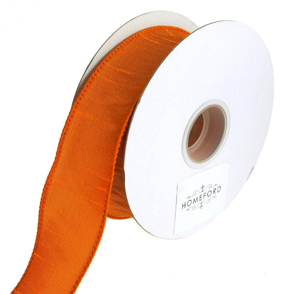 Dupioni Supreme Wired Edge Ribbon, Tangerine, 1-1/2-Inch, 20 Yards