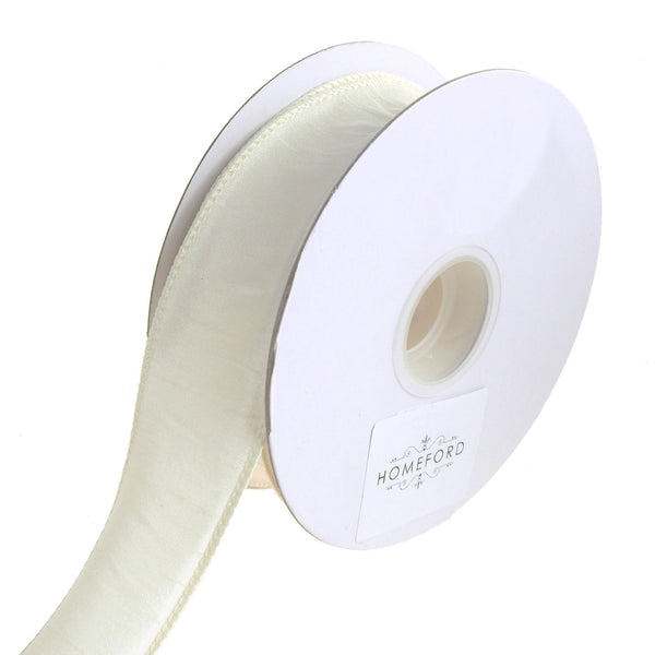 Dupioni Supreme Wired Edge Ribbon, Ivory, 1-1/2-Inch, 20 Yards