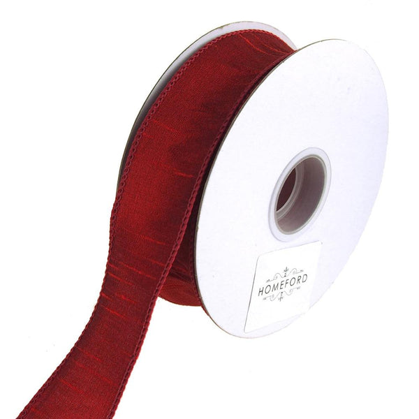 Dupioni Supreme Wired Edge Ribbon, Scarlet, 1-1/2-Inch, 20 Yards