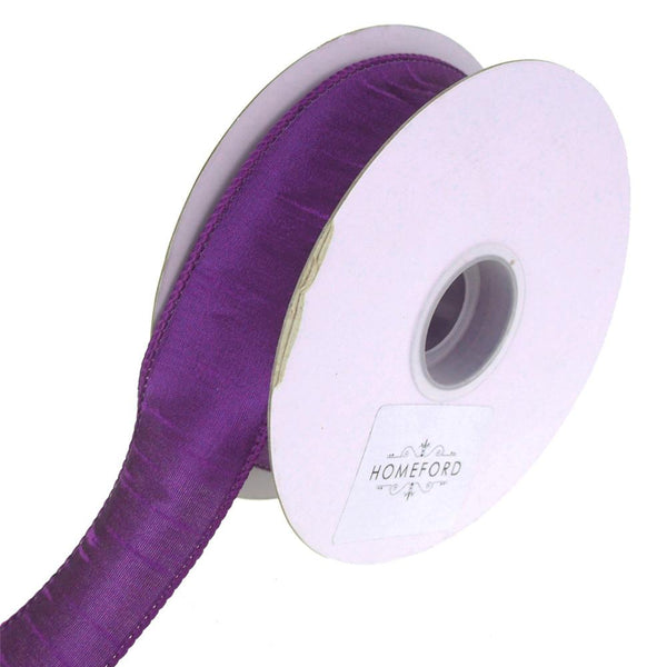 Dupioni Supreme Wired Edge Ribbon, Plum, 1-1/2-Inch, 20 Yards