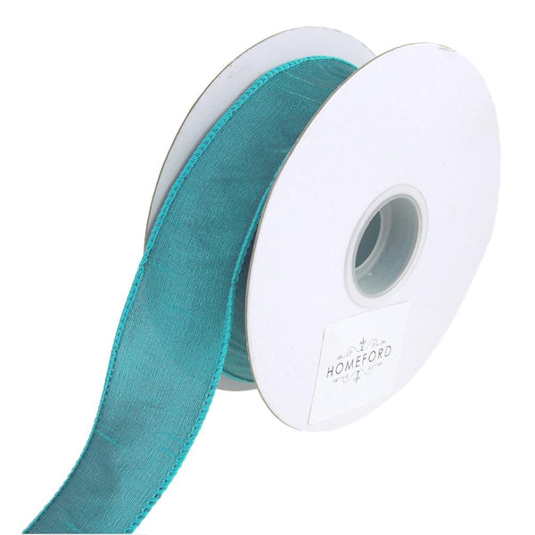 Dupioni Supreme Wired Edge Ribbon, Turquoise, 1-1/2-Inch, 20 Yards