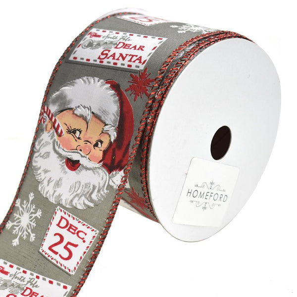 Vintage Santa Claus Wired Christmas Ribbon, 2-1/2-Inch, 10-Yard