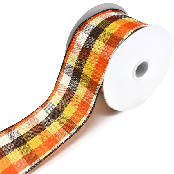 Field Plaid Wired Edge Fall Ribbon, Multi-Color, 2-1/2-Inch, 10-Yard