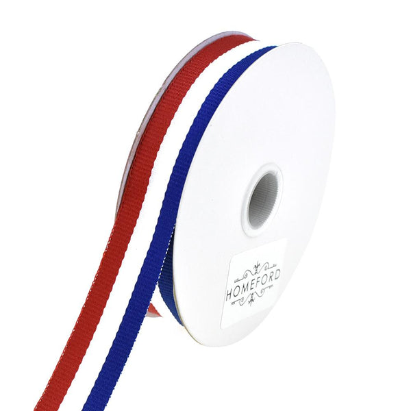 Red, White, and Blue Stripes Ribbon, 5/8-Inch, 7-Yard