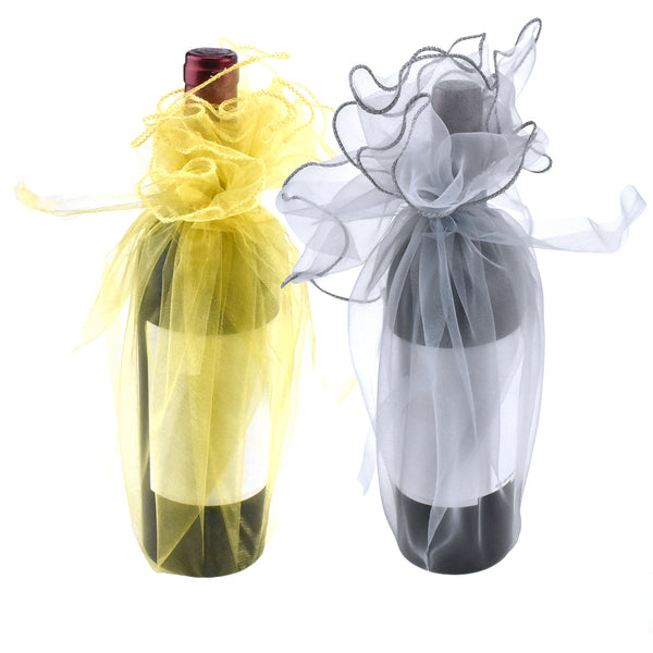 Organza Wine Bottle Wrap, 28-Inch, 6-Count