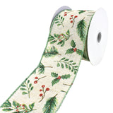 Christmas Sparse Branches, Berries and Holly Wired Ribbon, 2-1/2-Inch, 10-Yard