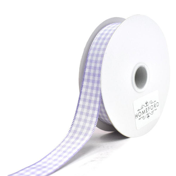 Country Check Pattern Ribbon, Lavender, 5/8-Inch, 10-Yard