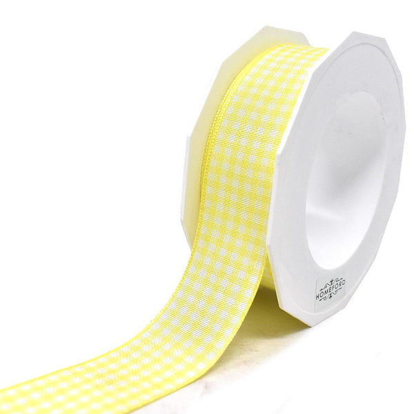 Country Check Pattern Ribbon, Light Yellow, 1-Inch, 10-Yard