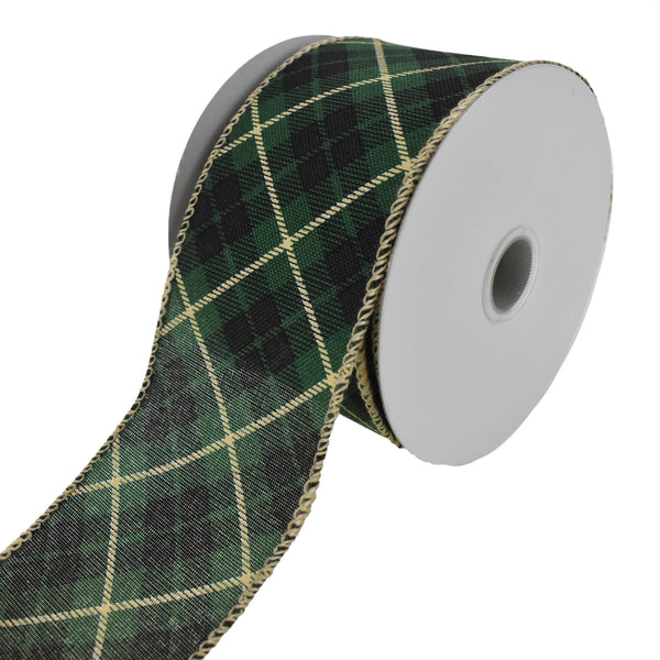 Christmas Finn Plaid Wired Ribbon, 2-1/2-Inch, 10-Yard