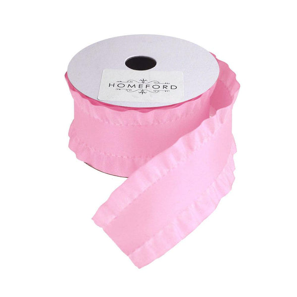 Double Ruffled Satin Ribbon, 1-1/2-Inch, 3-Yard, Pink