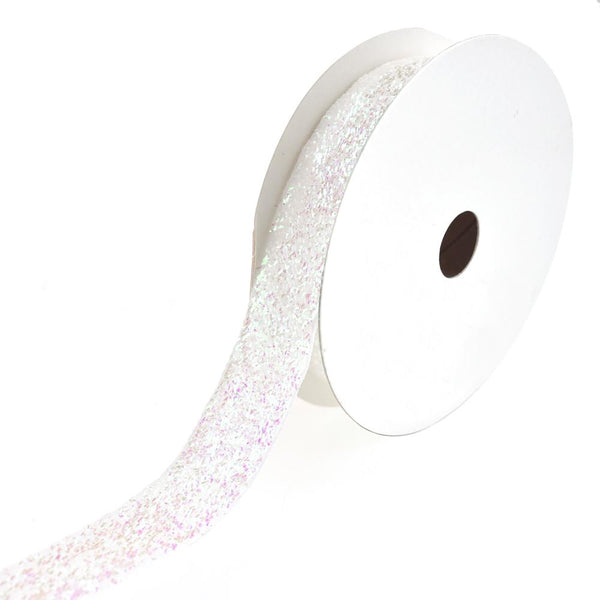 Sparkling Velvet Glitter Ribbon, 5/8-Inch, 3-Yard, White