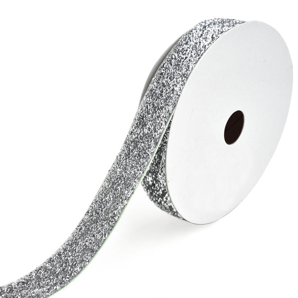 Sparkling Velvet Glitter Ribbon, 5/8-Inch, 3-Yard, Silver