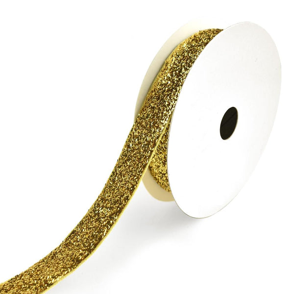 Sparkling Velvet Glitter Ribbon, 5/8-Inch, 3-Yard, Gold