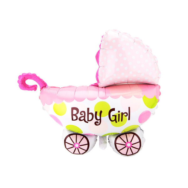 Jumbo Baby Carriage Foil Balloon, 24-Inch, Pink