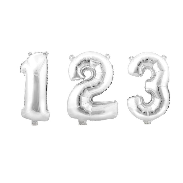 Aluminum Foil Number Balloon, Silver, 34-Inch