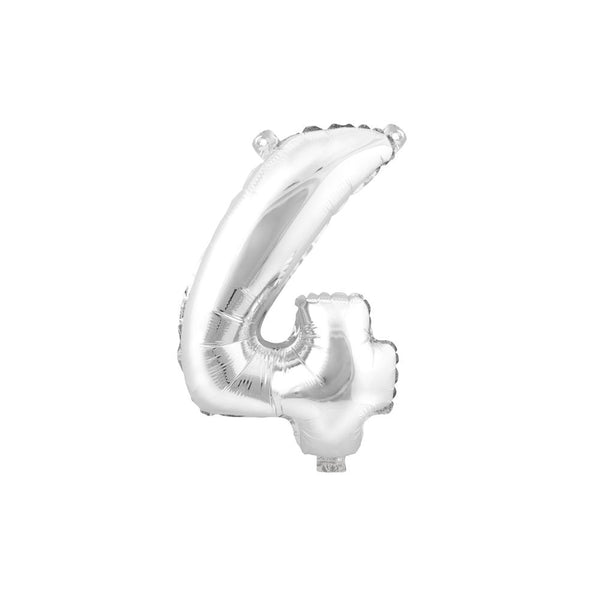 Aluminum Foil Number Balloon "4", Silver, 34-Inch