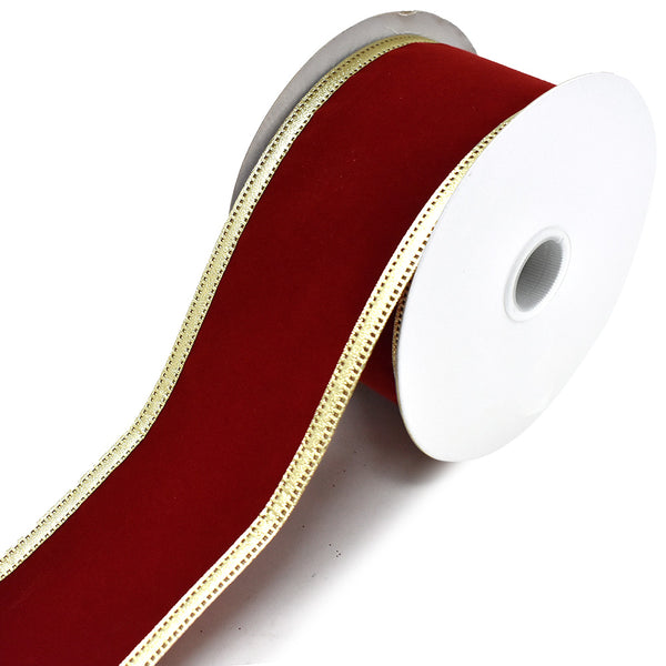 Velvet Dynasty Wired Edge Christmas Ribbon, Scarlet, 2-1/2-Inch, 10-Yard