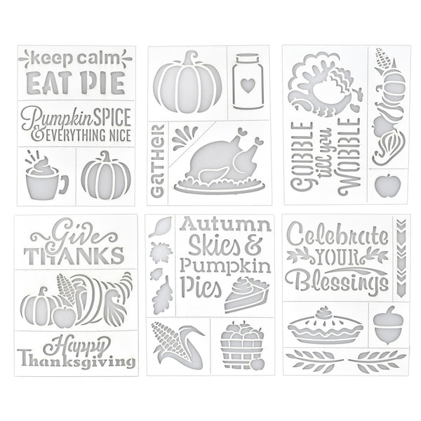 Thanksgiving Assorted Adhesive Back Paper Stencils, 8-Inch, 6-Piece