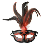 Fancy Feather Masquerade Mask, 7-Inch x 3-1/4-Inch