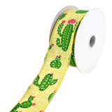 Blooming Cactus Faux Linen Wired Ribbon, 1-1/2-Inch, 10-Yard